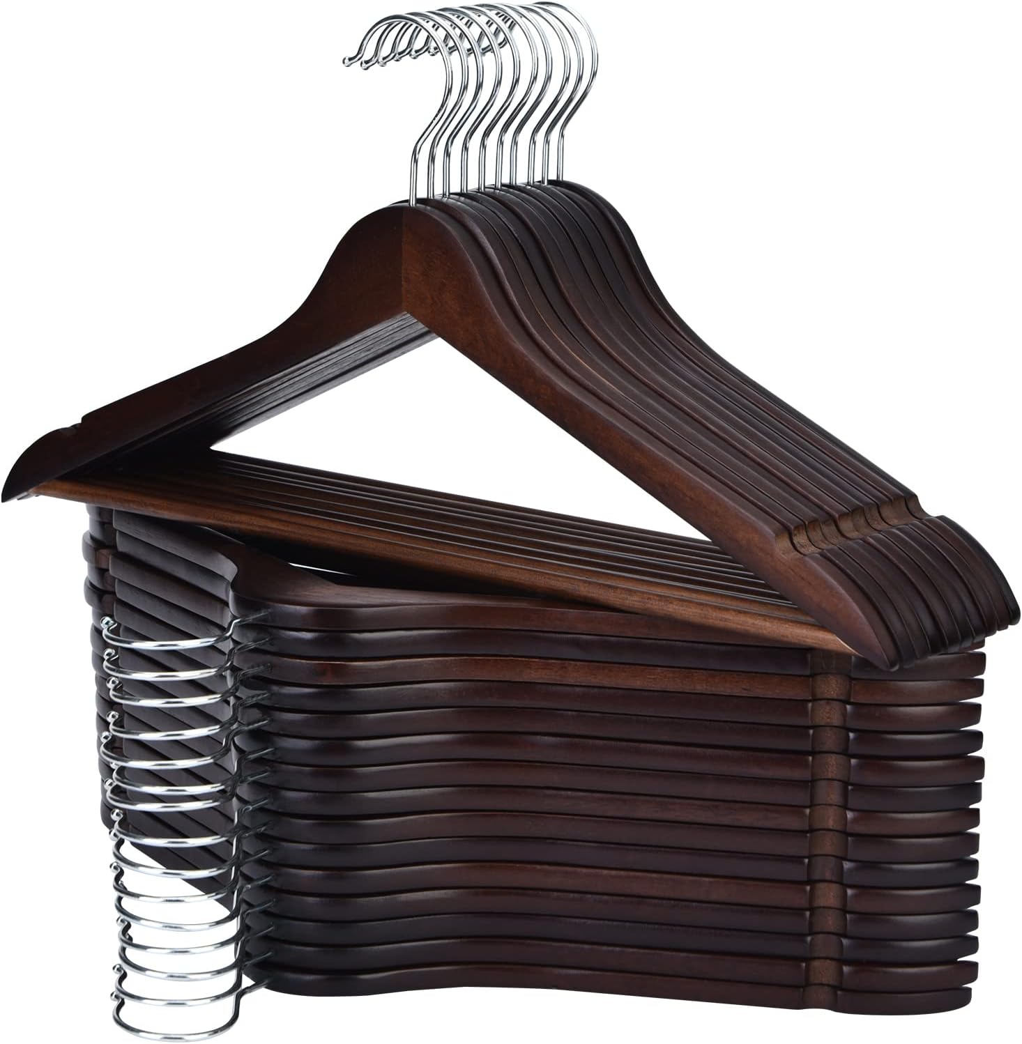 Wooden Hangers 30 Pack with 360-Degree Hook for Closet Use