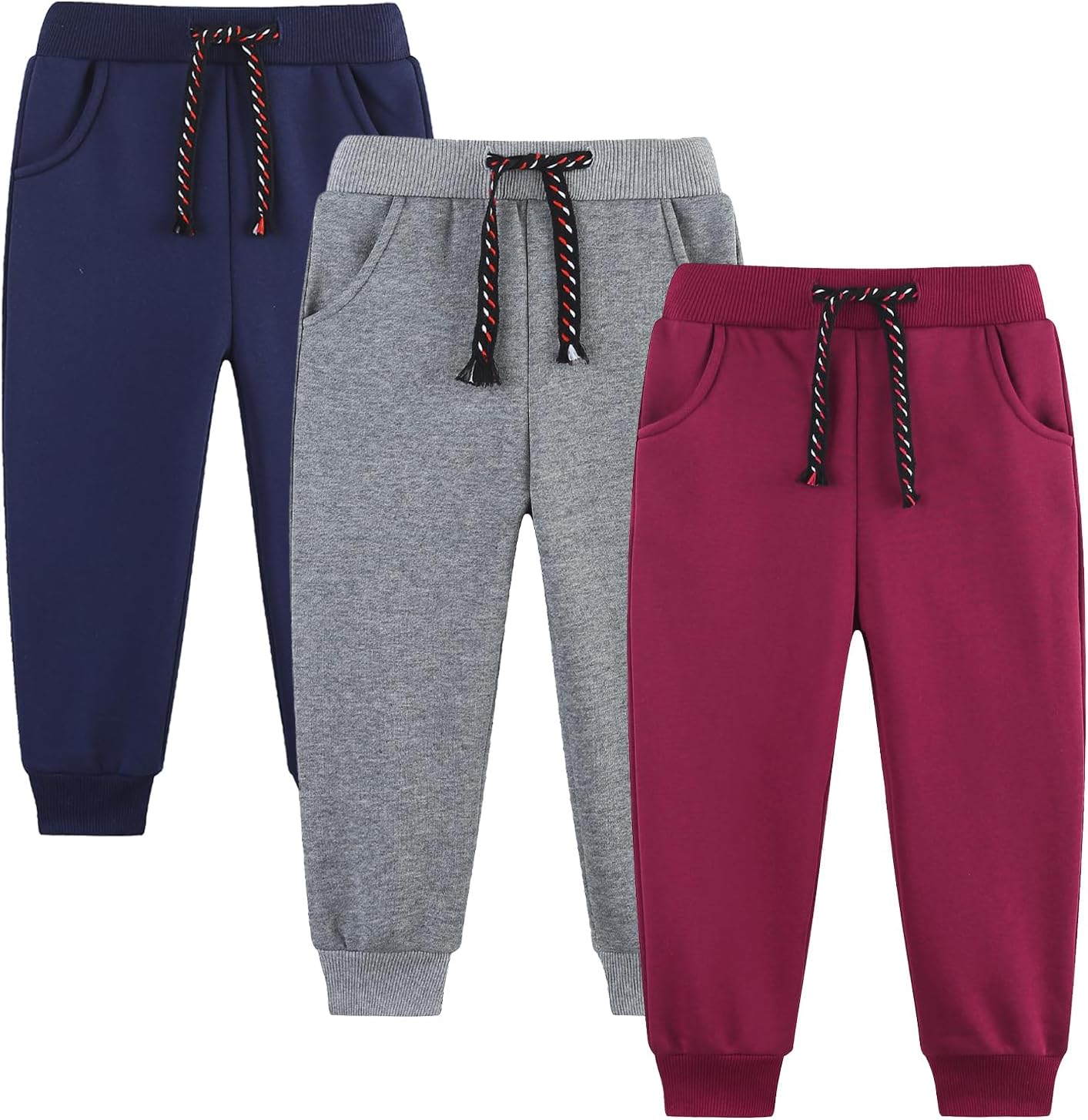 Fleece Pull on Jogger Sweatpants for Kids - 3 Pack Comfort