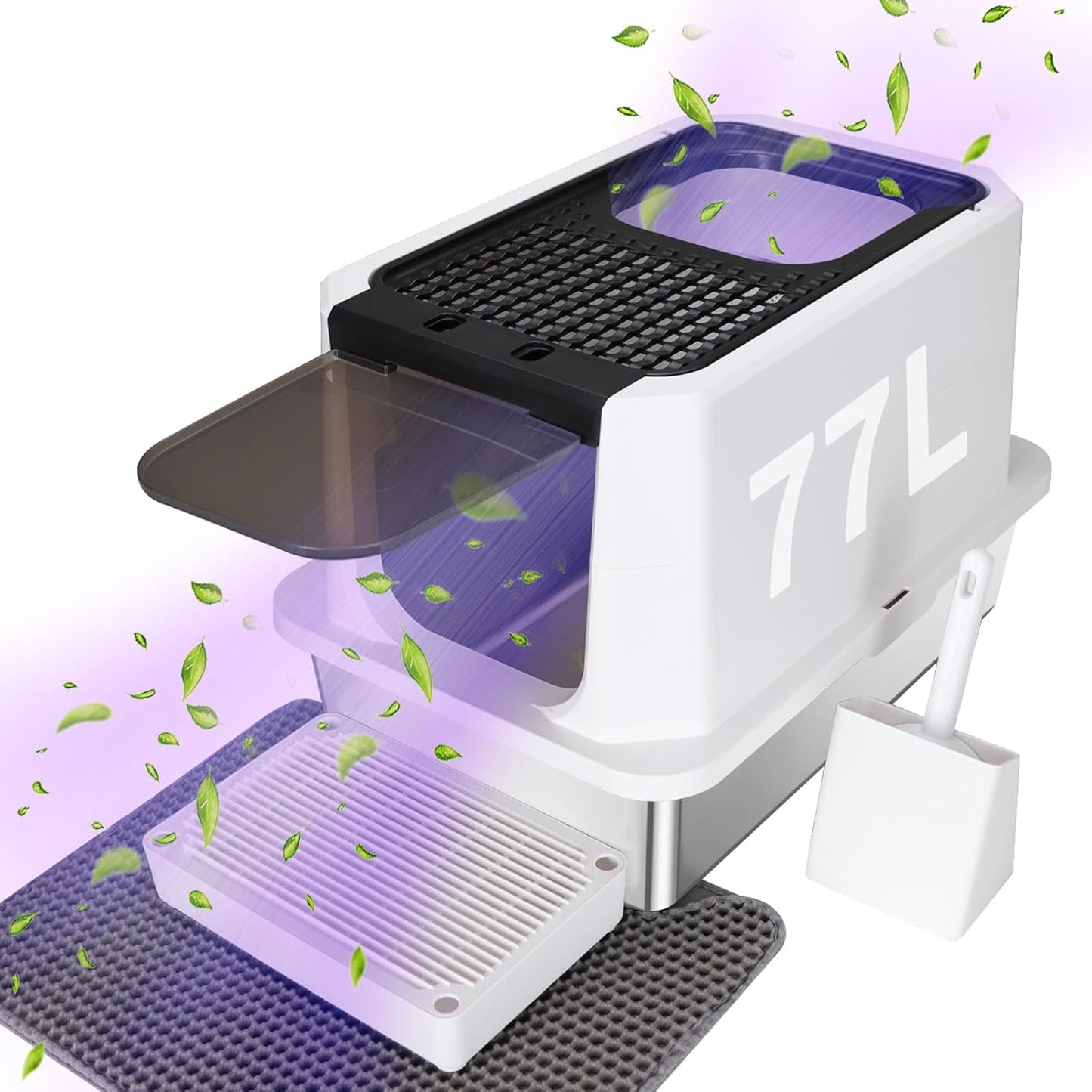RIZZARI Stainless Steel Cat Litter Box for Multi-Cat Homes