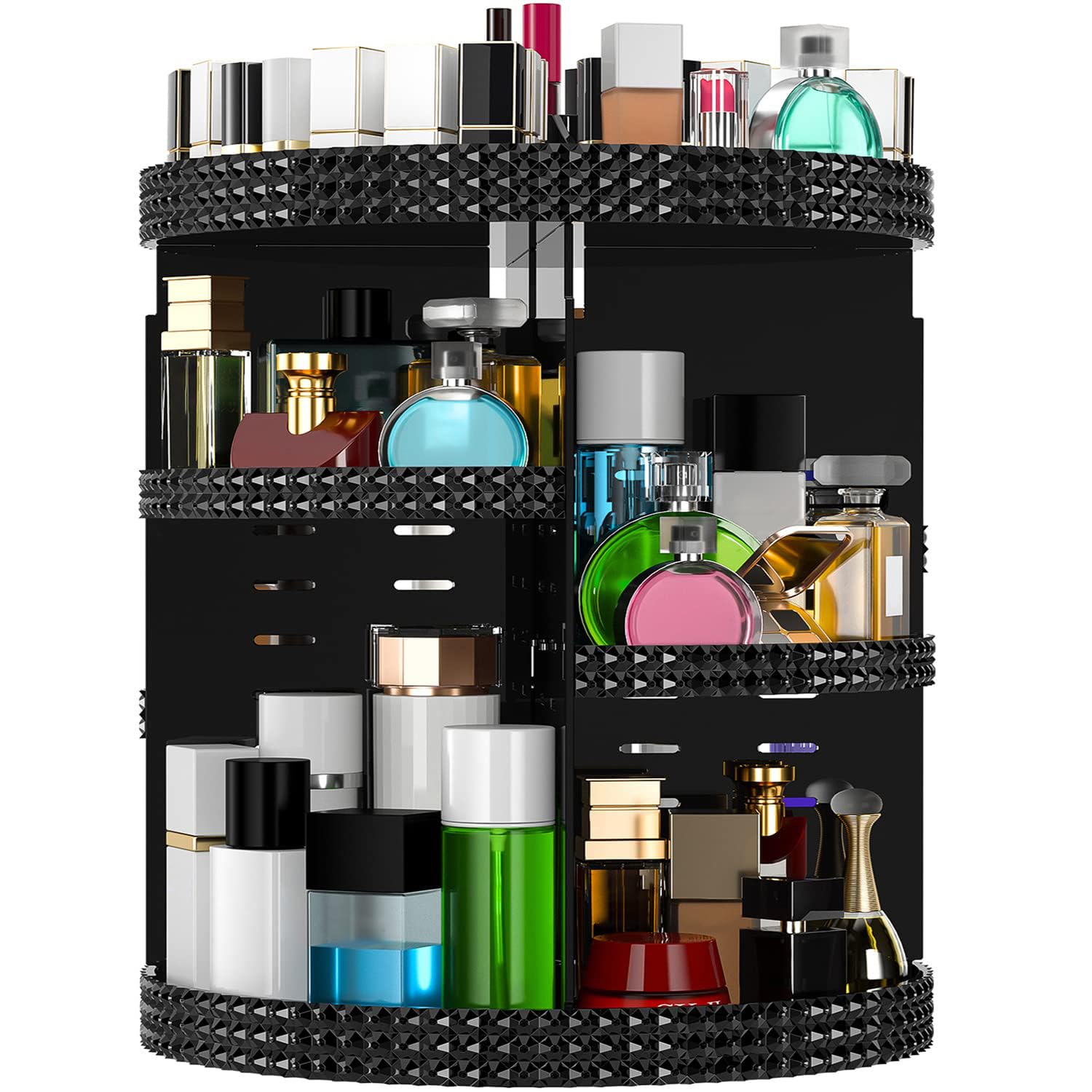 Black 360 Makeup Organizer with Large Capacity for Cosmetics