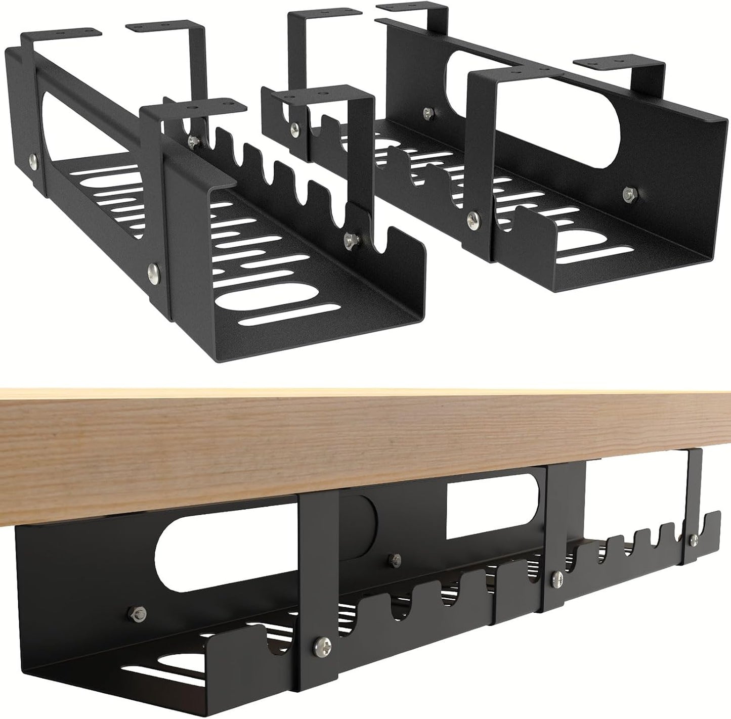 IRONDIY 2-Pack Under Desk Cable Organizer - Adjustable Wire Management