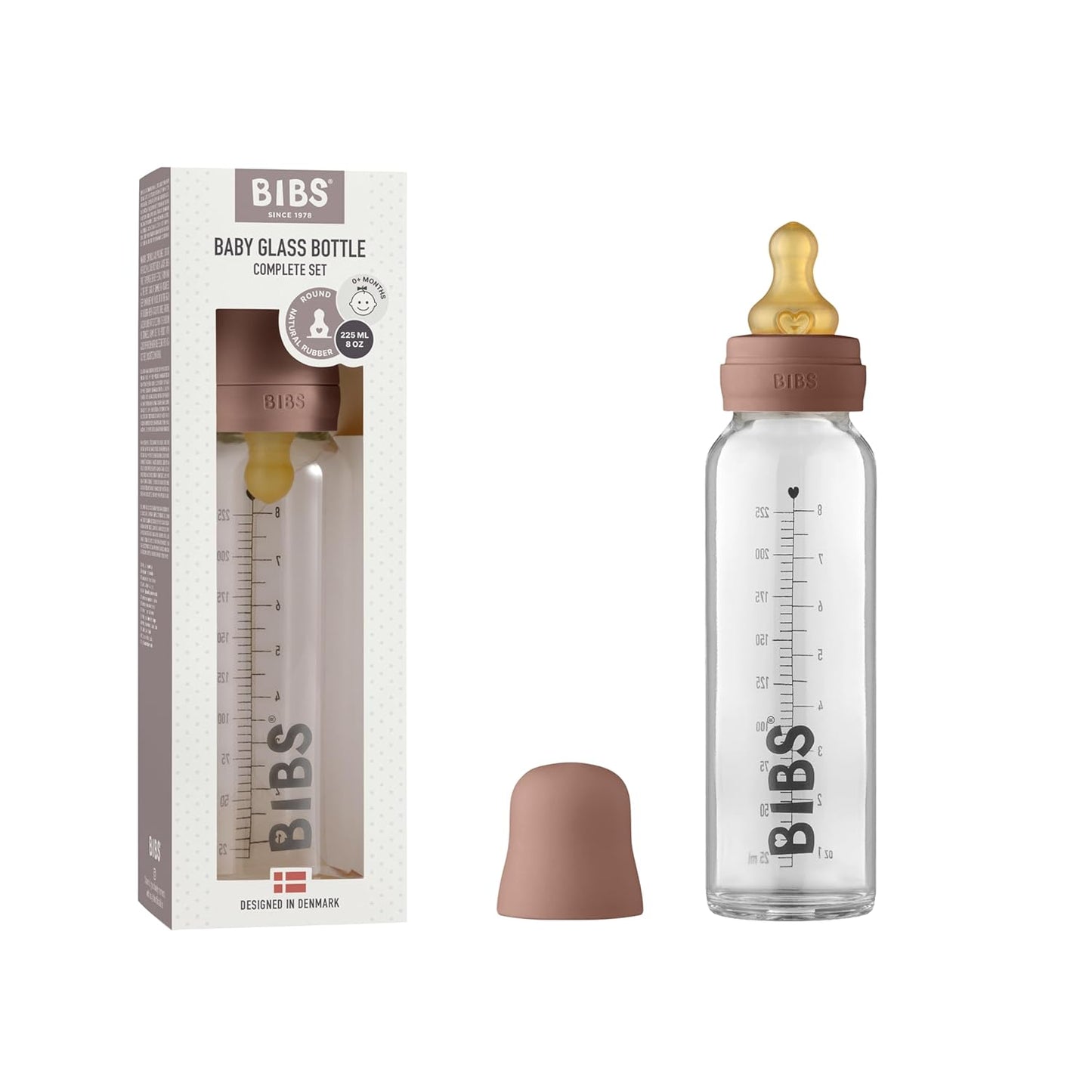 Anti-Colic Glass Baby Bottle, Natural Nipple, Complete Set