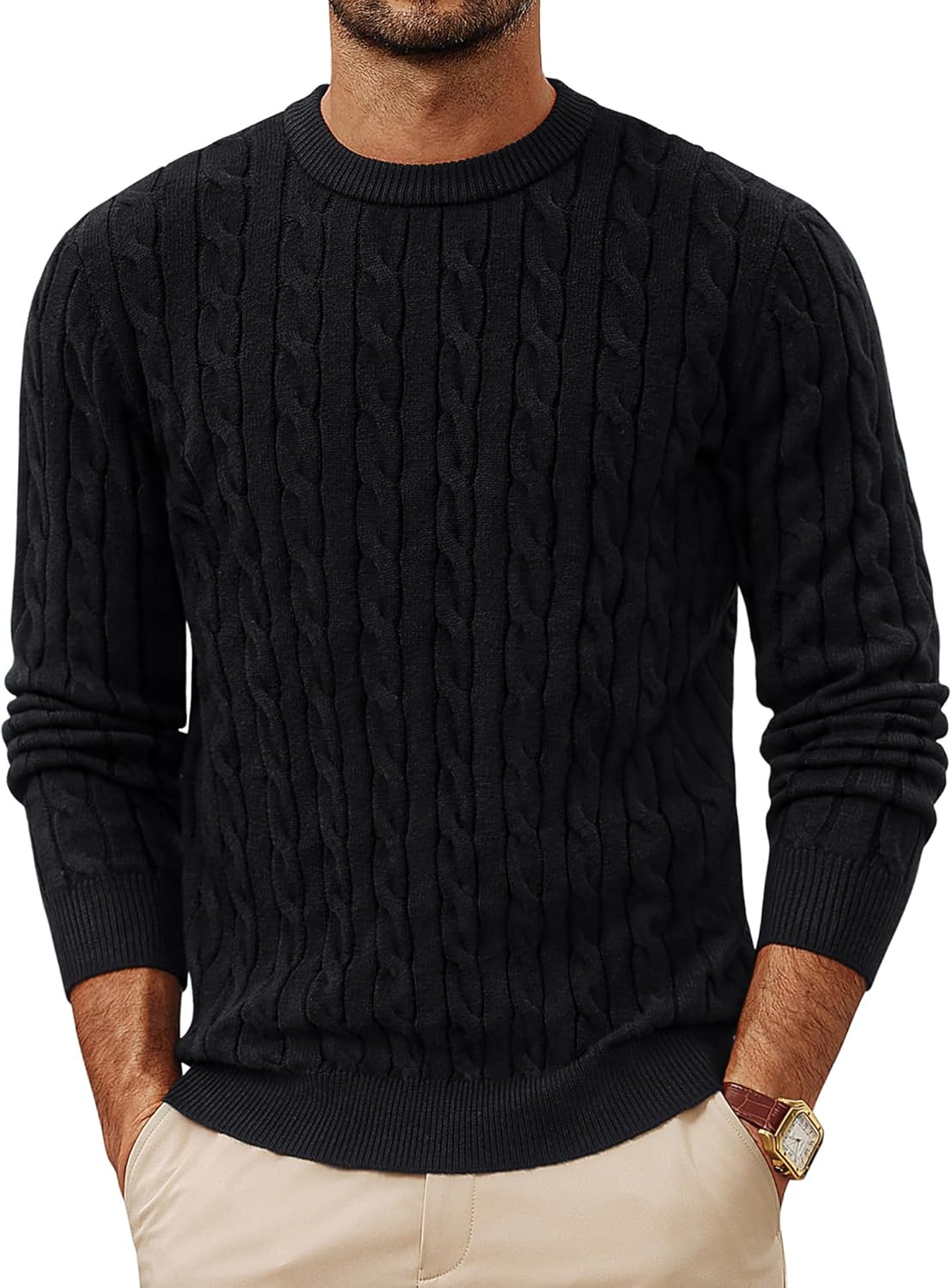 Stylish Cable Knit Pullover Sweater for Men by PJ PAUL JONES