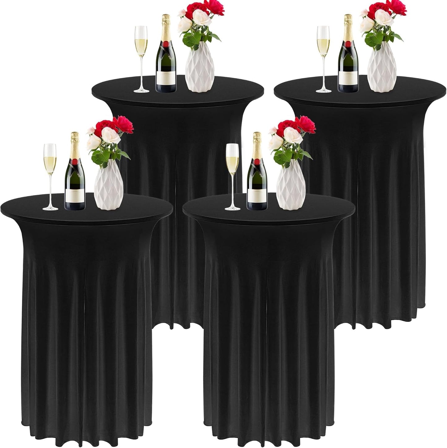 4 Pieces Black Cocktail Table Skirt for Elegant Events and Parties