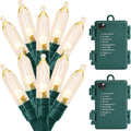 Outdoor String Lights 50 LED Battery Operated - Warm White, 2 Pack