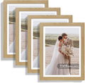 11x15 Picture Frame Set of 4 - Real Glass Natural Oak Frames