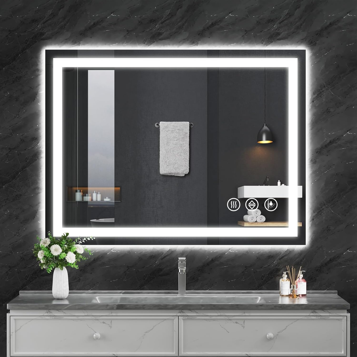 Koonmi 30x40 LED Bathroom Mirror with Backlit and Front Lit Design