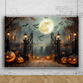Halloween Full Moon Pumpkin Backdrop 10x8ft - Scary Night Party Banner