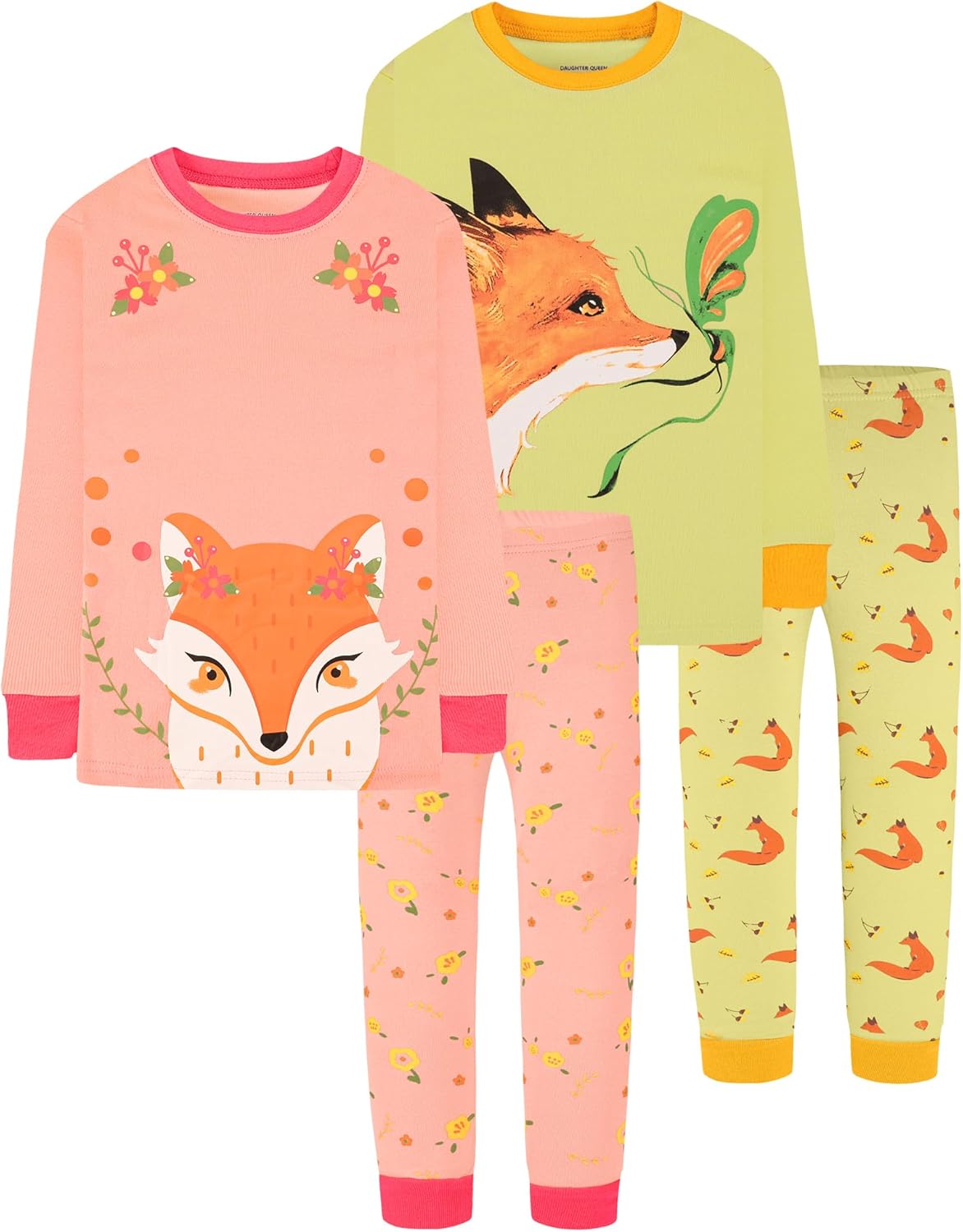 DAUGHTER QUEEN Girls Cotton Pajamas Set for Ages 18 Months-12 Years