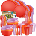 Boho Plastic Dinnerware Sets 40-Piece Sunset Style - Durable Reusable