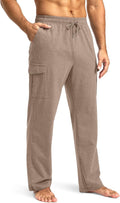 Pudolla Men's Cotton Cargo Sweatpants with Open Bottom - Casual Fit