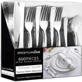 Silver Plastic Silverware Set 600-Pack - Heavy Duty Disposable Cutlery