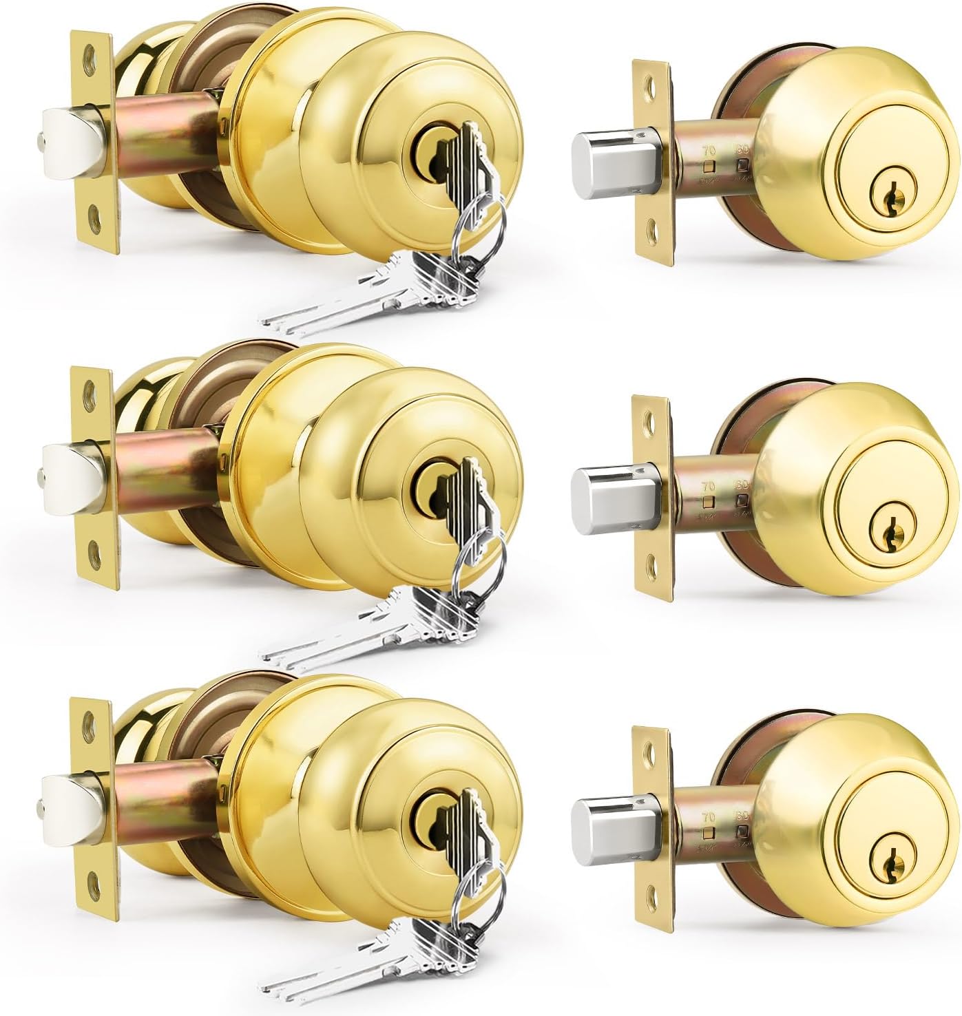 Keyed Alike Front Door Knob and Deadbolt Set for Security