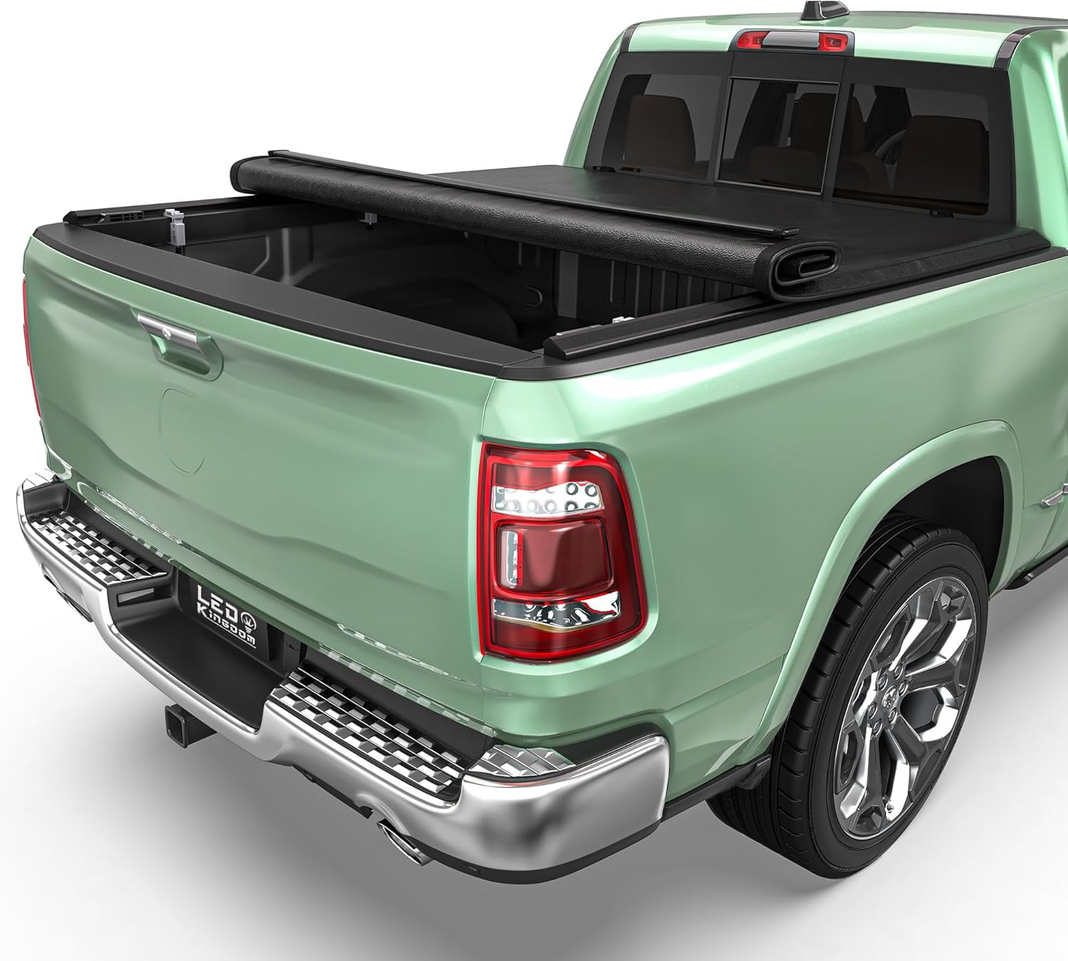 LEDKINGDOMUS Soft Roll Up Truck Bed Tonneau Cover for Dodge Ram