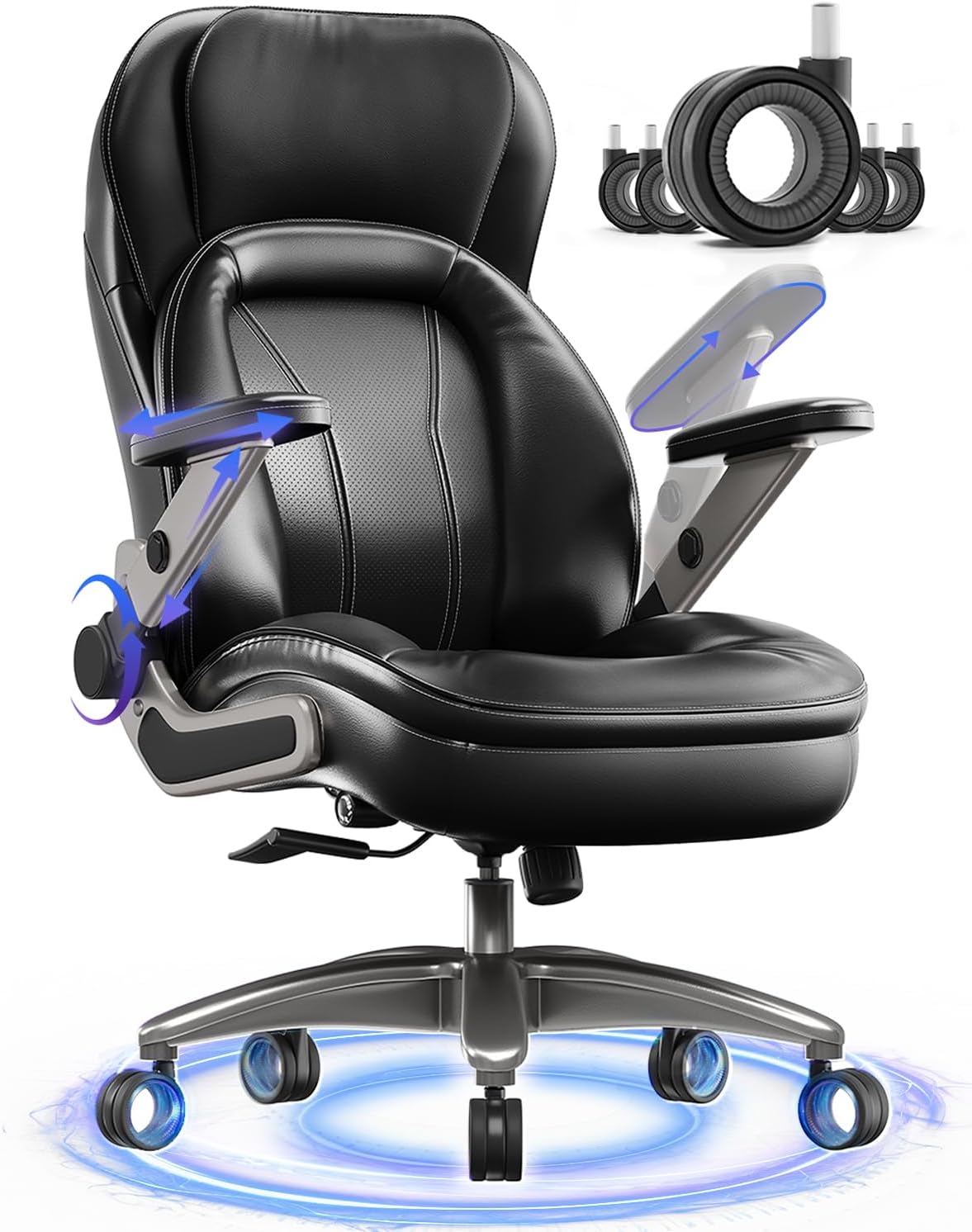 600lbs Big & Tall Exec Chair w/Adjustable Lumbar, 5D Arms