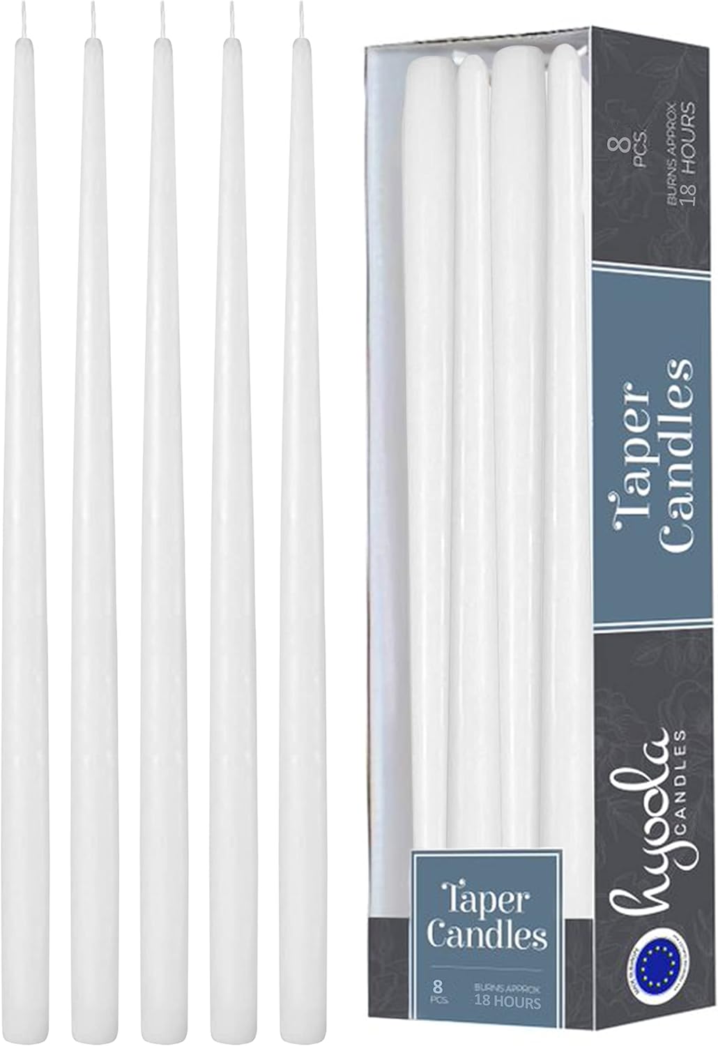 Hyoola Tall Taper Candles - 20 Inch White Dripless Candles