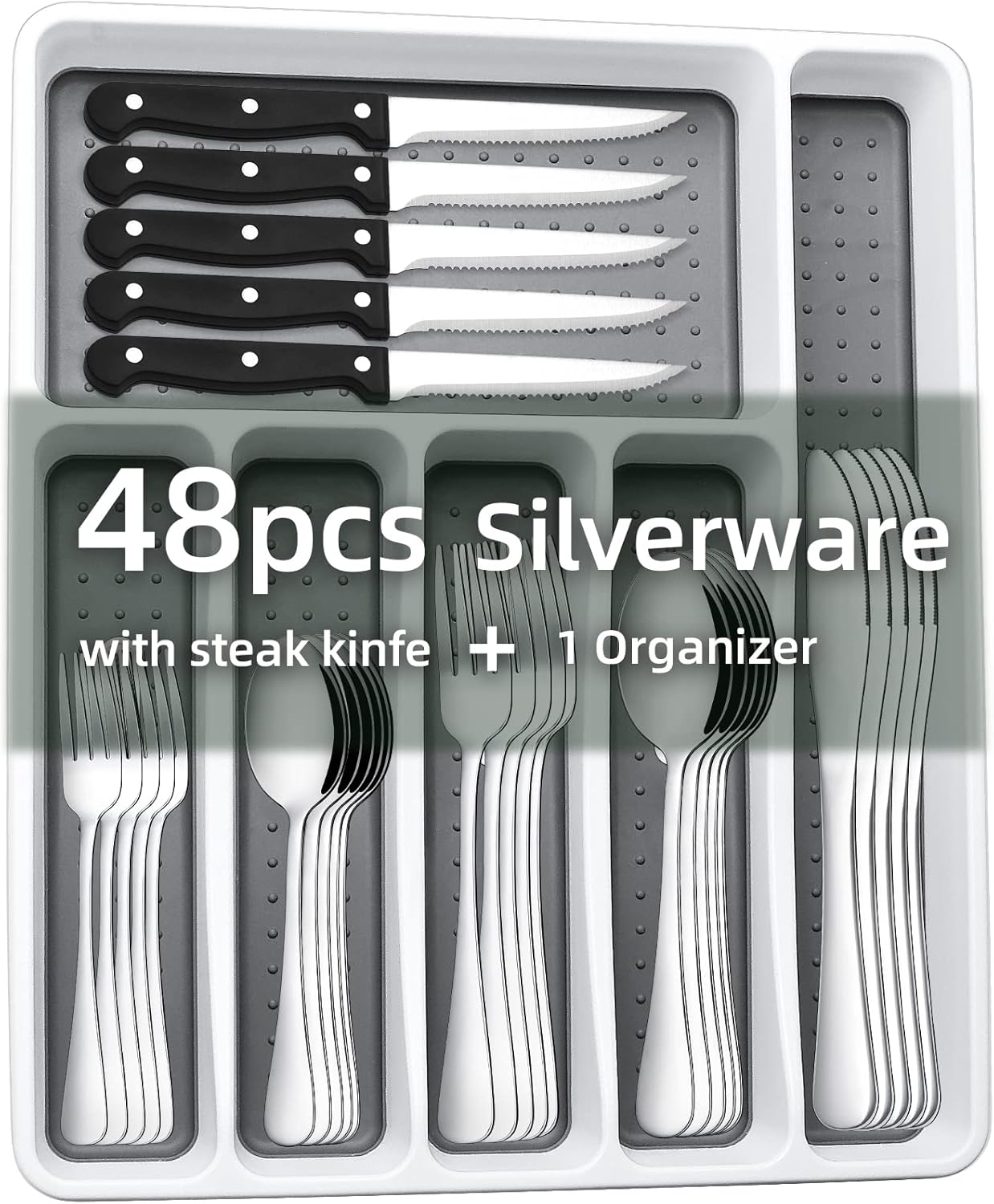 49-Piece Stainless Steel Flatware Set with Organizer for 8