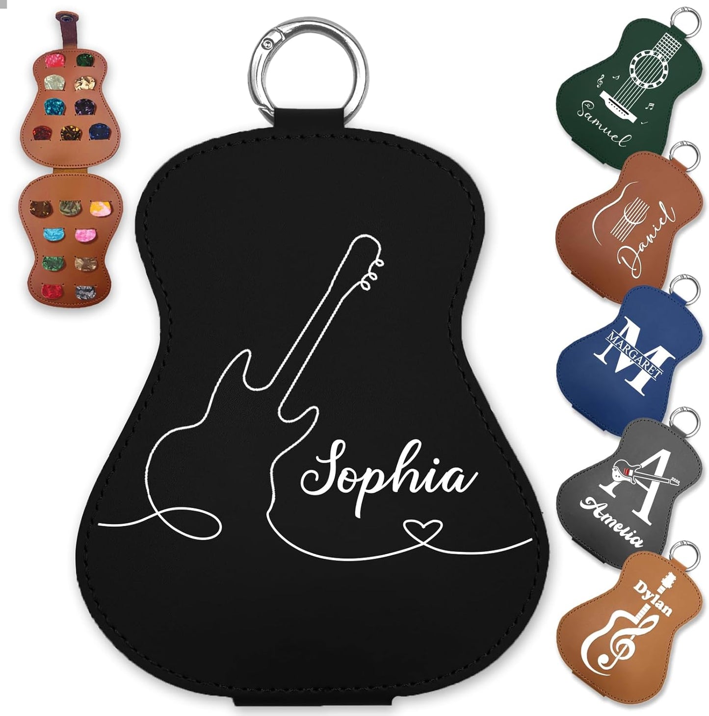 Personalized Leather Guitar Pick Holder Keychain - MESHELEY