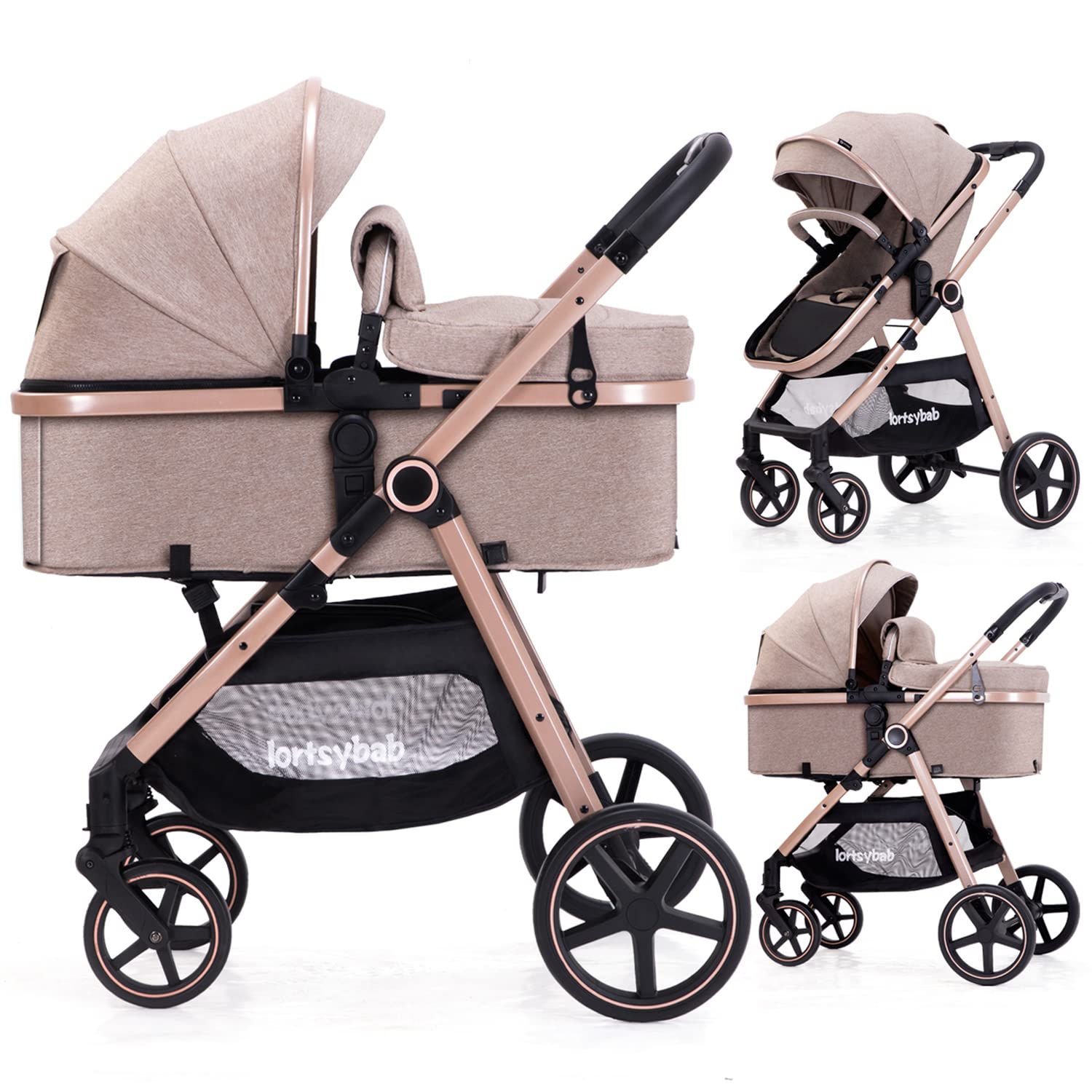 2-in-1 Baby Stroller with Reversible Seat for Newborns