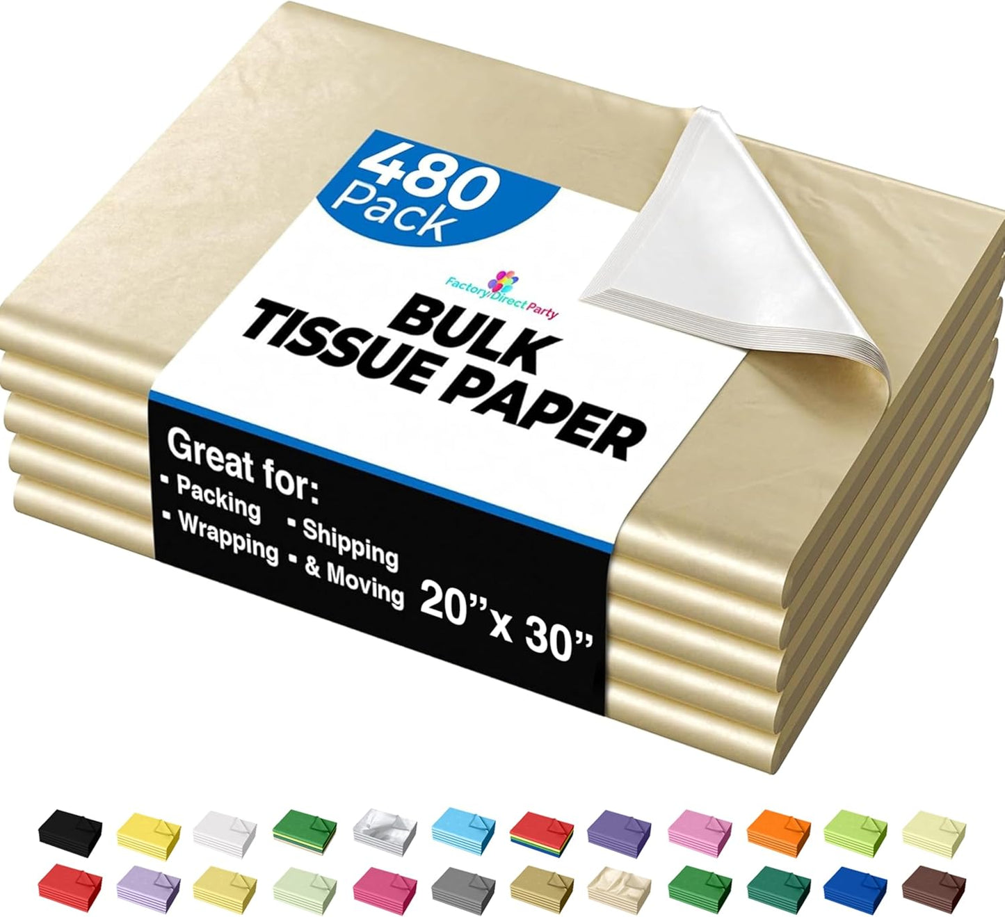 Gold Tissue Paper for Gift Bags - 480 Sheets for Packing Needs