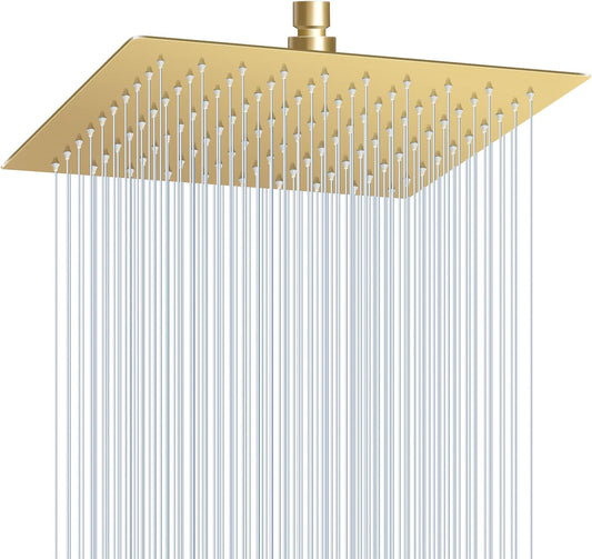 10 Inch Gold Rain Shower Head - Ultra Thin Design for Luxury