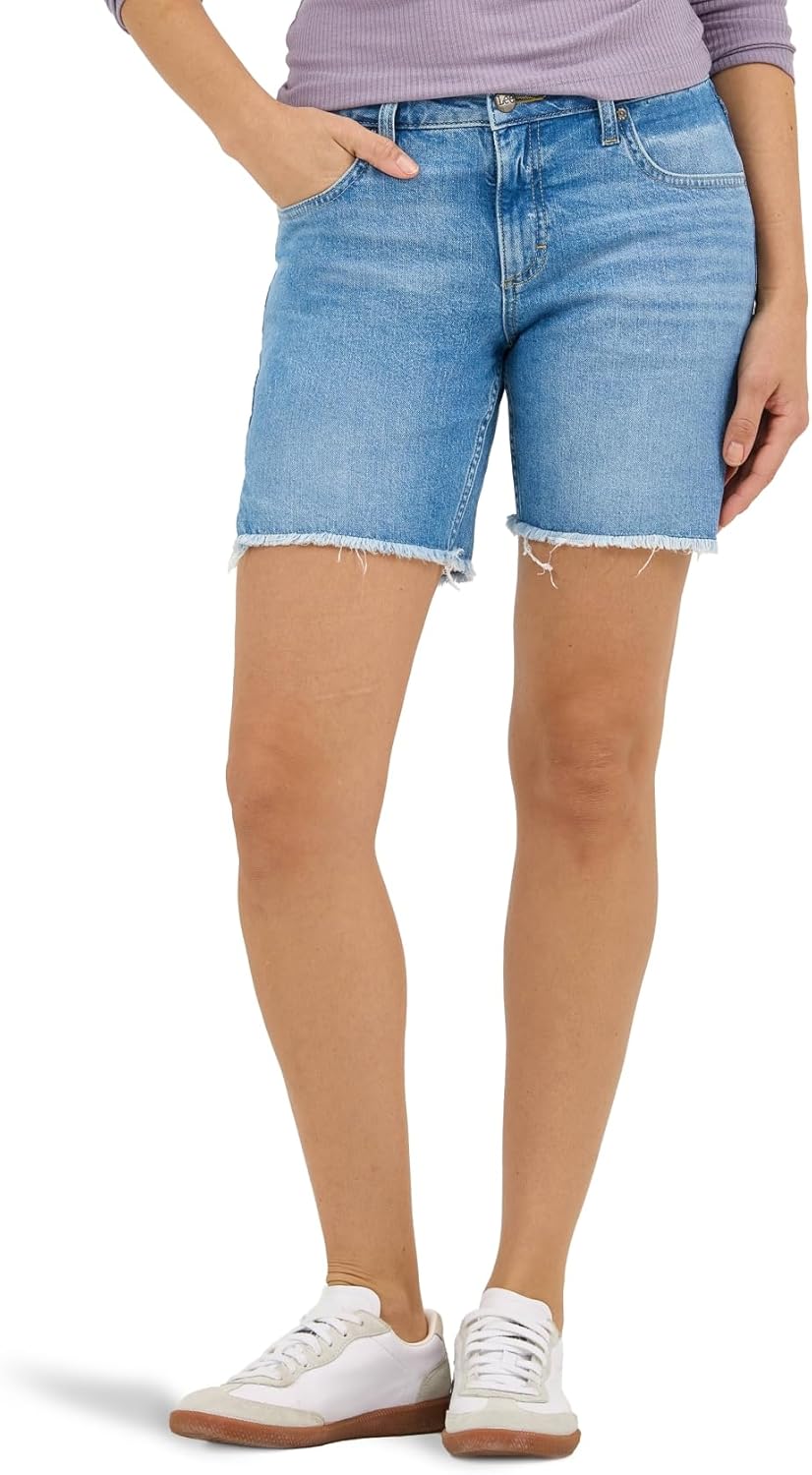 Lee Womens Legendary 7in Side Slit Denim Shorts for Comfort
