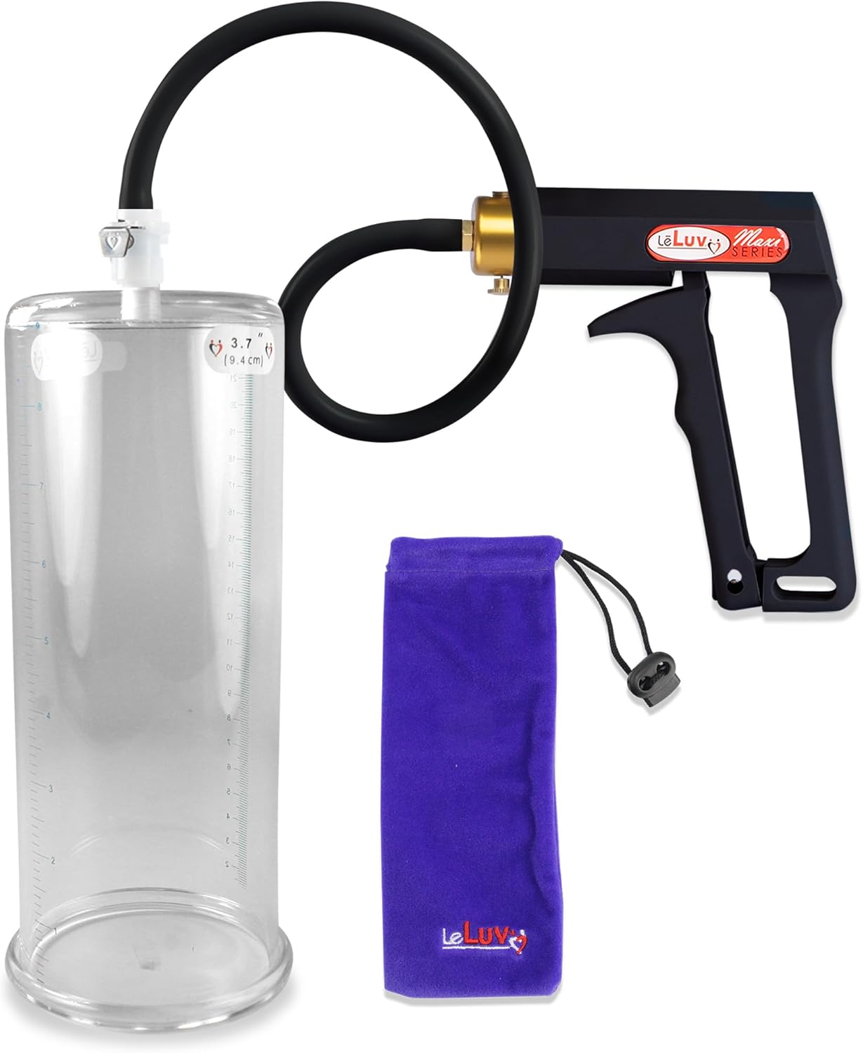 LeLuv Black Maxi Penis Pump with Premium Silicone Hose Kit