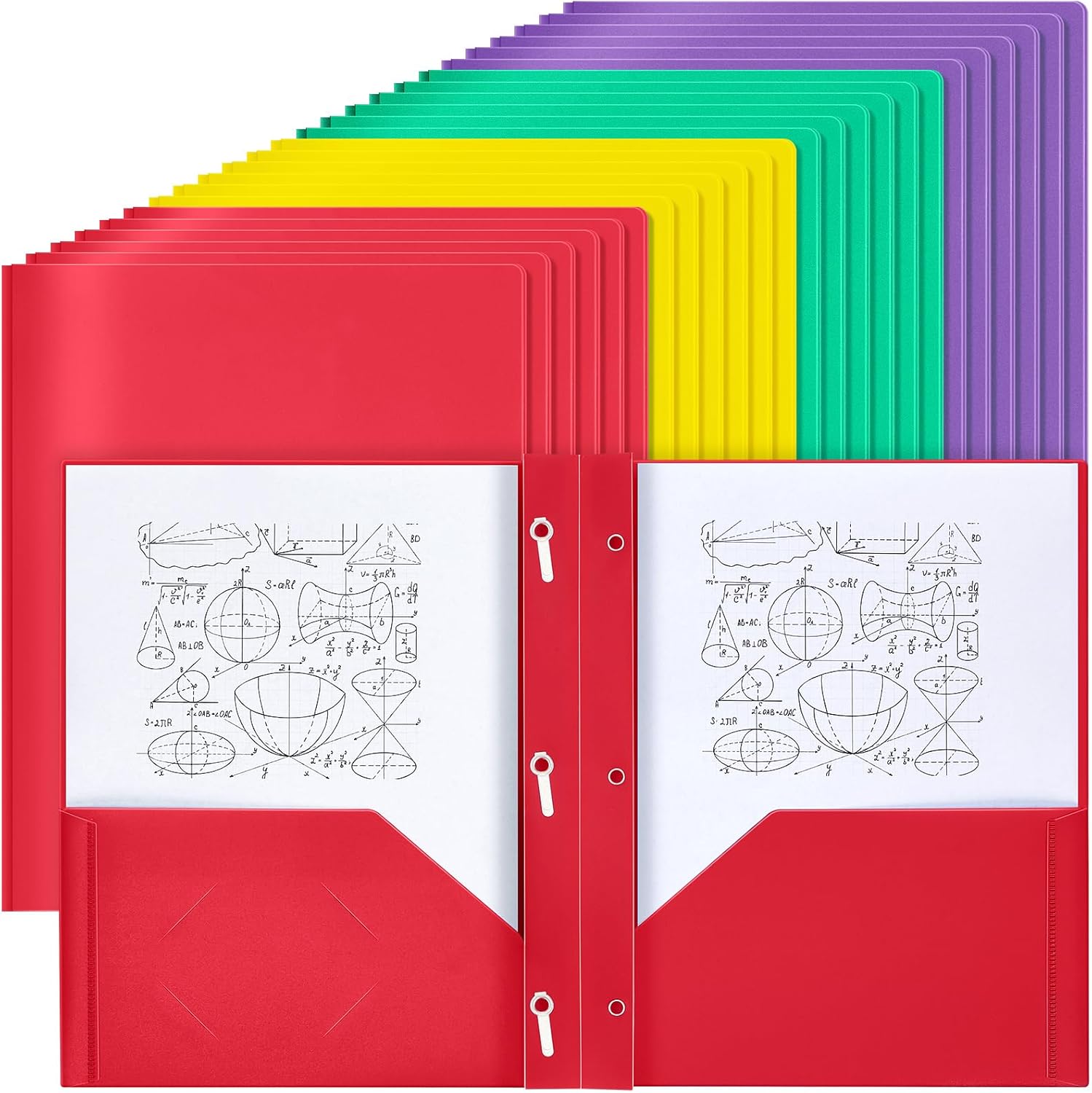 Lincia 100 Pcs Plastic Folders with Pockets for Organization