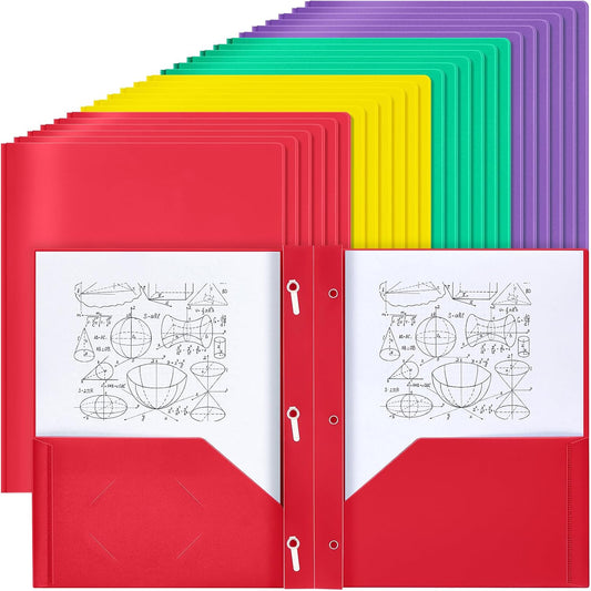 Lincia 100 Pcs Plastic Folders with Pockets for Organization