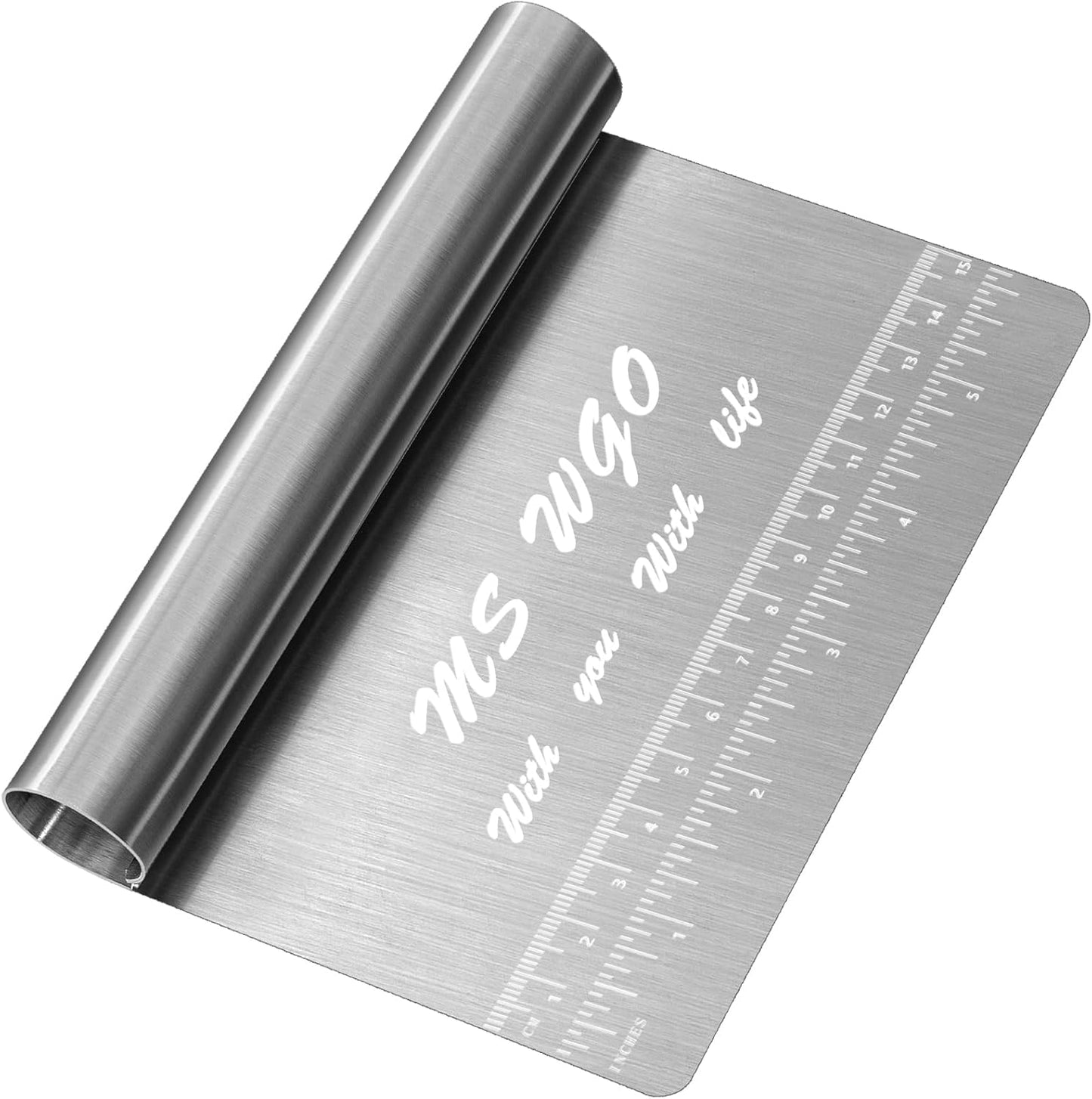 Stainless Steel Dough Scraper with Measuring Scale - Versatile Kitchen Tool