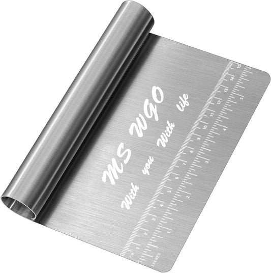 Stainless Steel Dough Scraper with Measuring Scale - Versatile Kitchen Tool