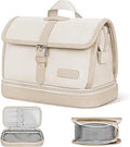 Flap Makeup Bag Double Layer Travel Cosmetic Organizer - Large Beige