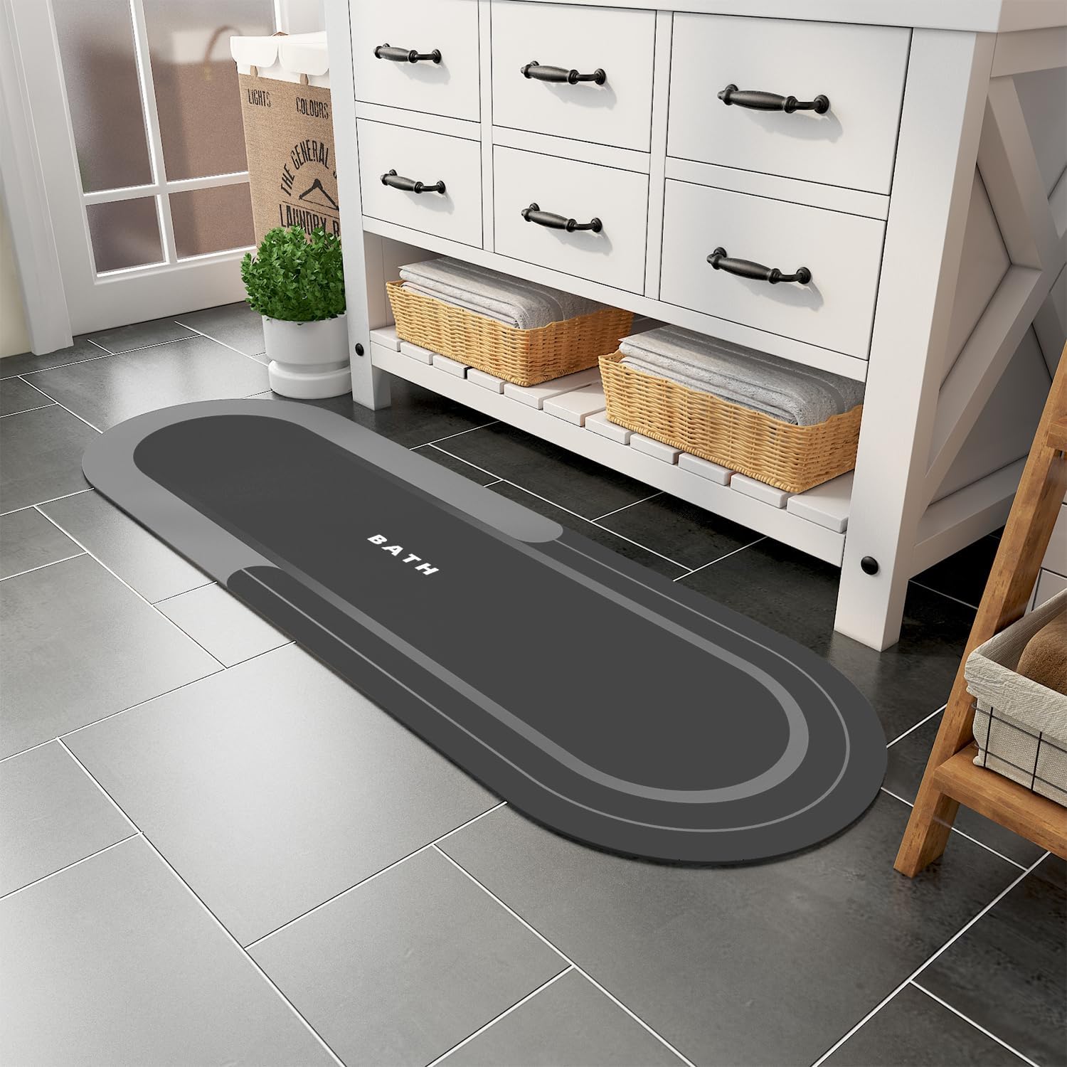 MontVoo Bath Mat Runner - Non Slip Absorbent Quick Dry Rug