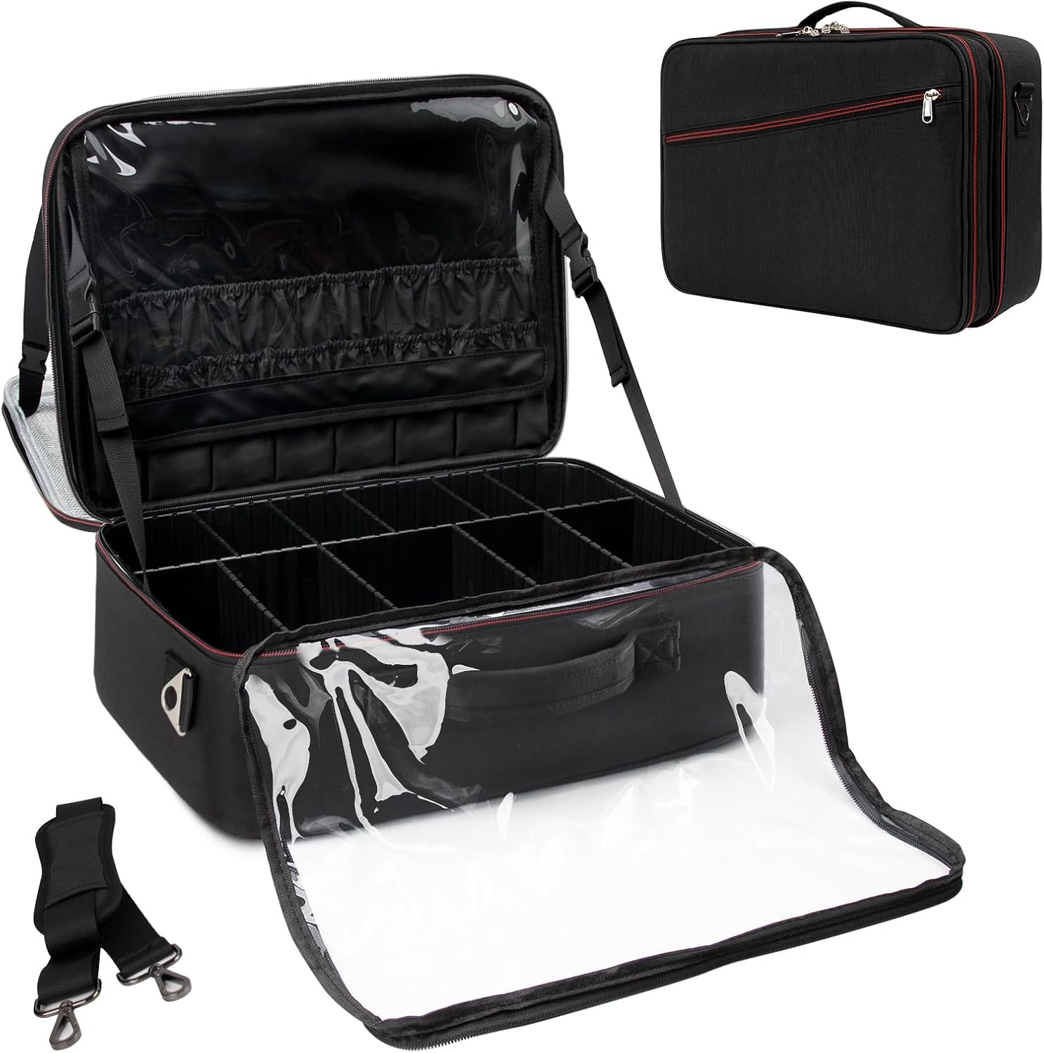XL Makeup Case with Washable Divider - OCHEAL
