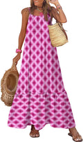 Women Summer Spaghetti Strap Boho Maxi Dress - Flowy Ruffle
