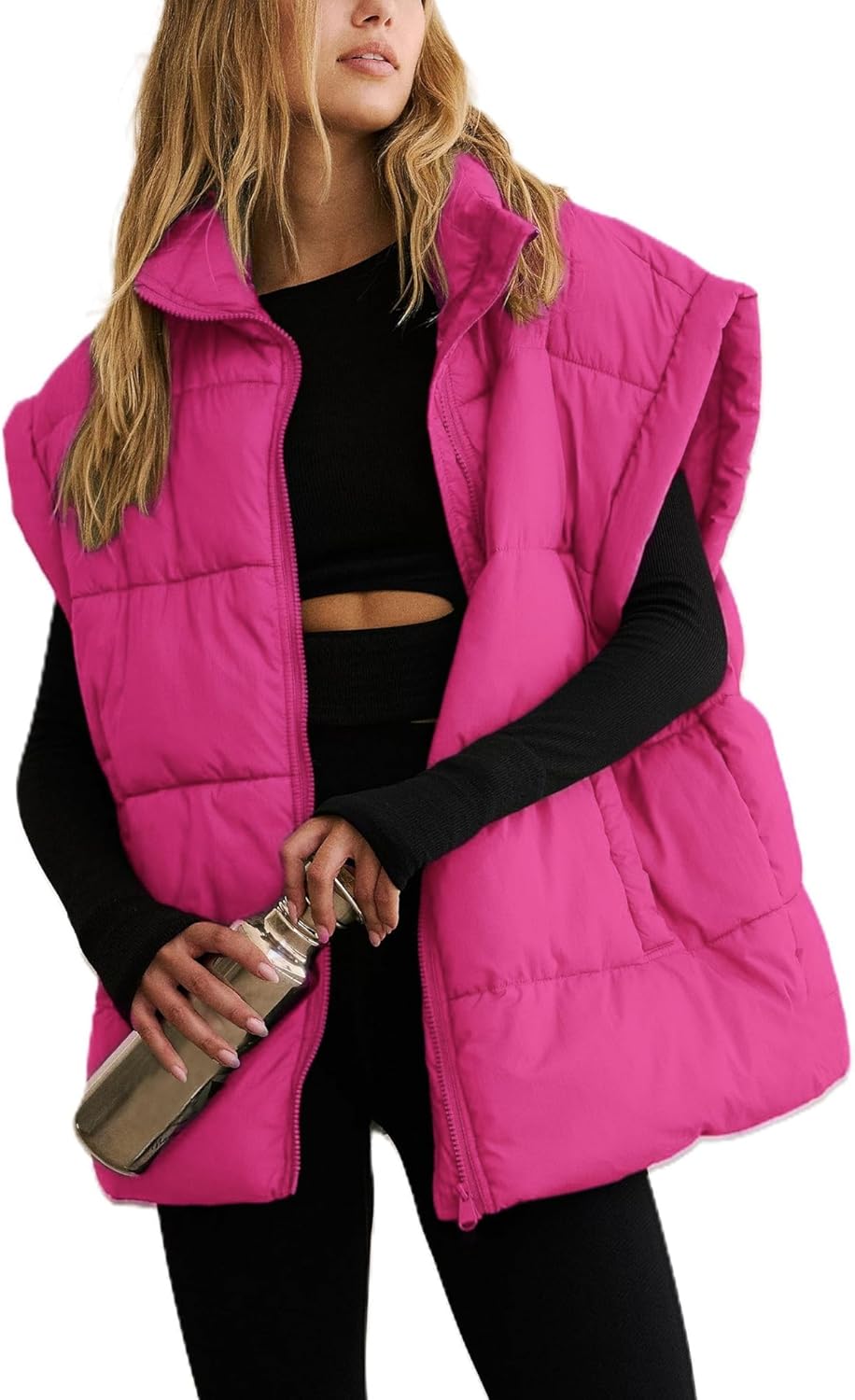 APAFES Women Winter Oversized Puffer Vest for Stylish Warmth