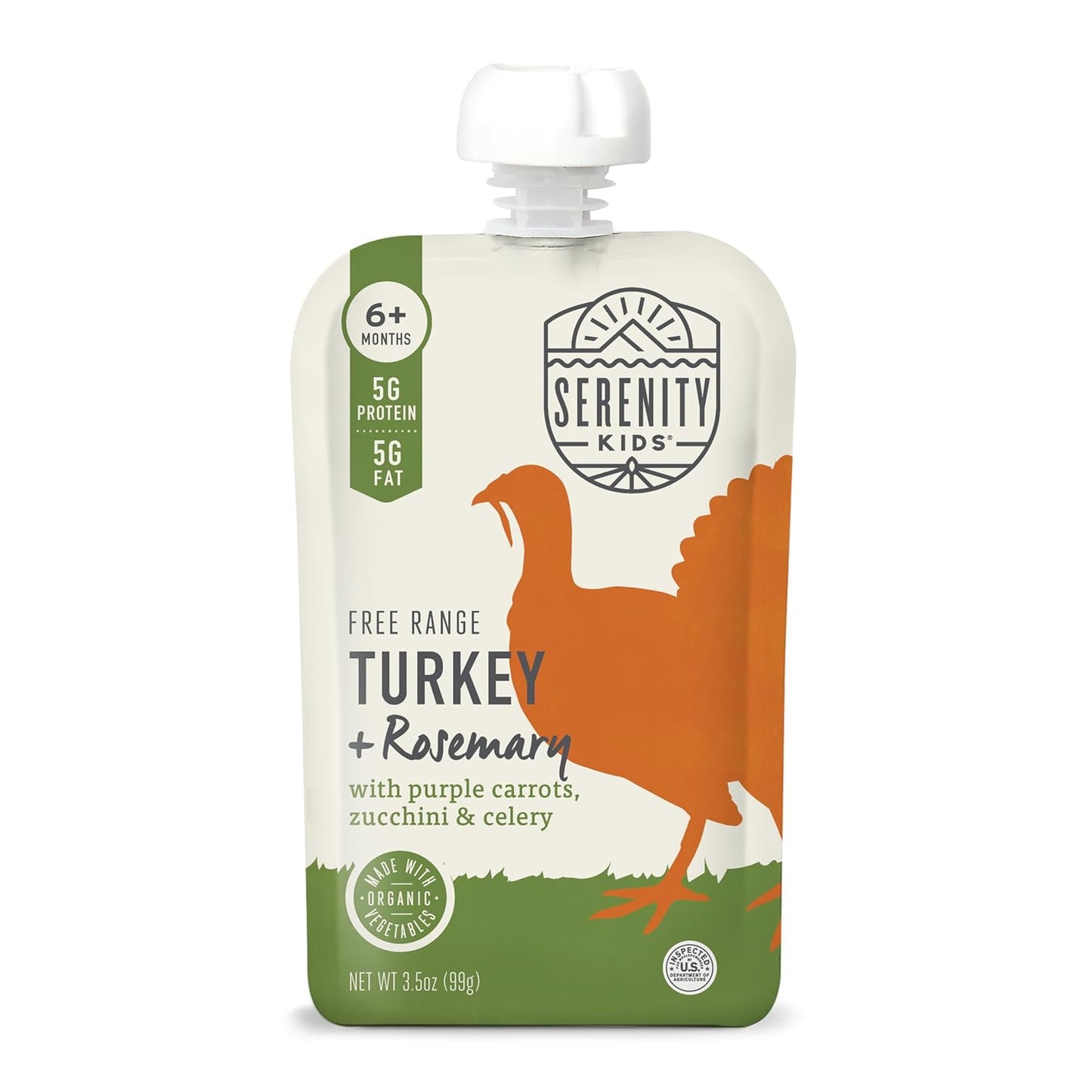 Serenity Kids Baby Food Pouches with Turkey & Veggies - 12 Pack