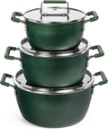 Granitestone Green Pots and Pans Set Nonstick - Space Saving 6-Piece
