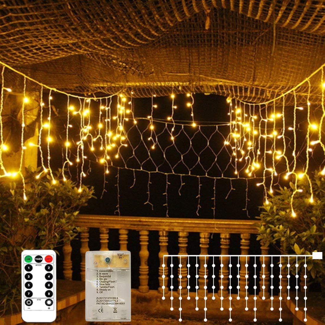 Lxhaung's 10ft Icicle Lights - 8 Modes, Remote Control, Waterproof - Perfect for Holiday Decor!