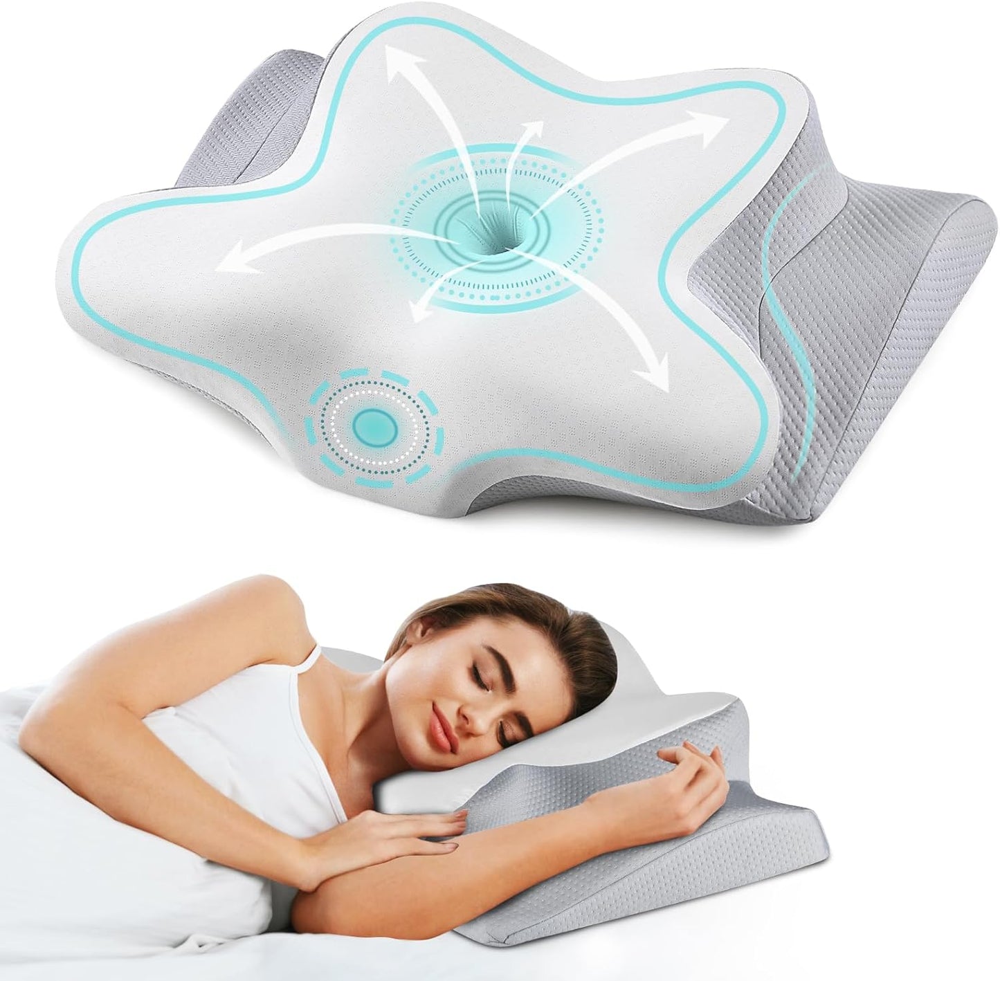 Cervical Neck Pillow for Pain Relief - Ergonomic Memory Foam