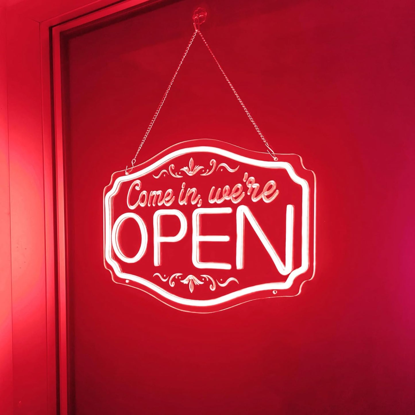 LED Neon Come In We're Open Sign for Business Storefront