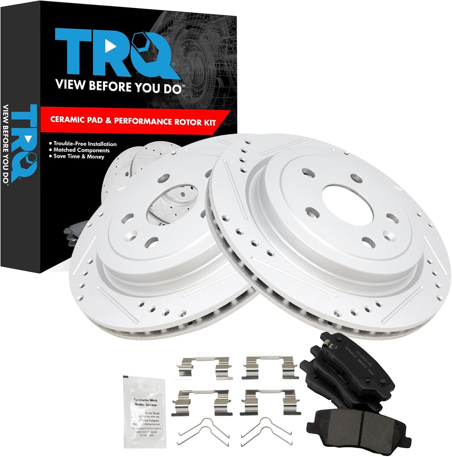 TRQ Rear Brake Pad & Rotor Kit for 2014-2018 Cadillac CTS