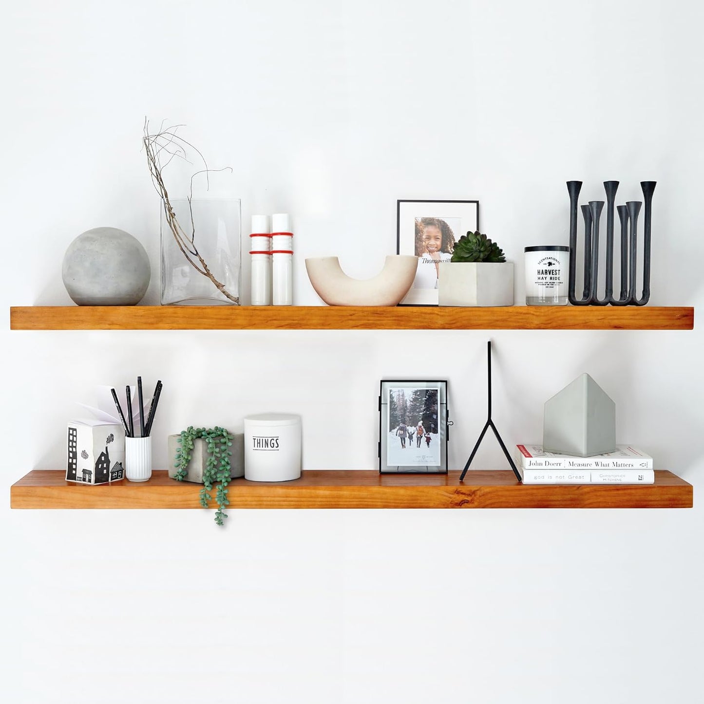 Homeforia 48in Oak Floating Shelf Set of 2 for Modern Decor