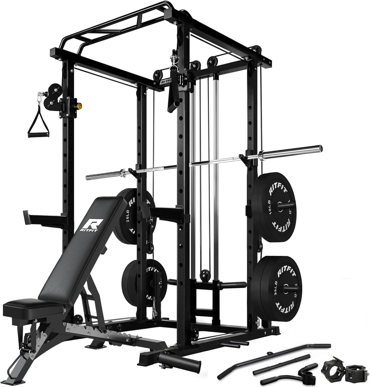 RitFit Squat Rack Power Cage with Cable Crossover: Enhance Your Home Gym