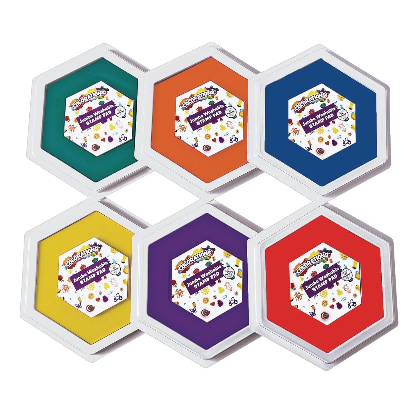 Colorations Jumbo Washable Stamp Pads for Kids Crafting Fun