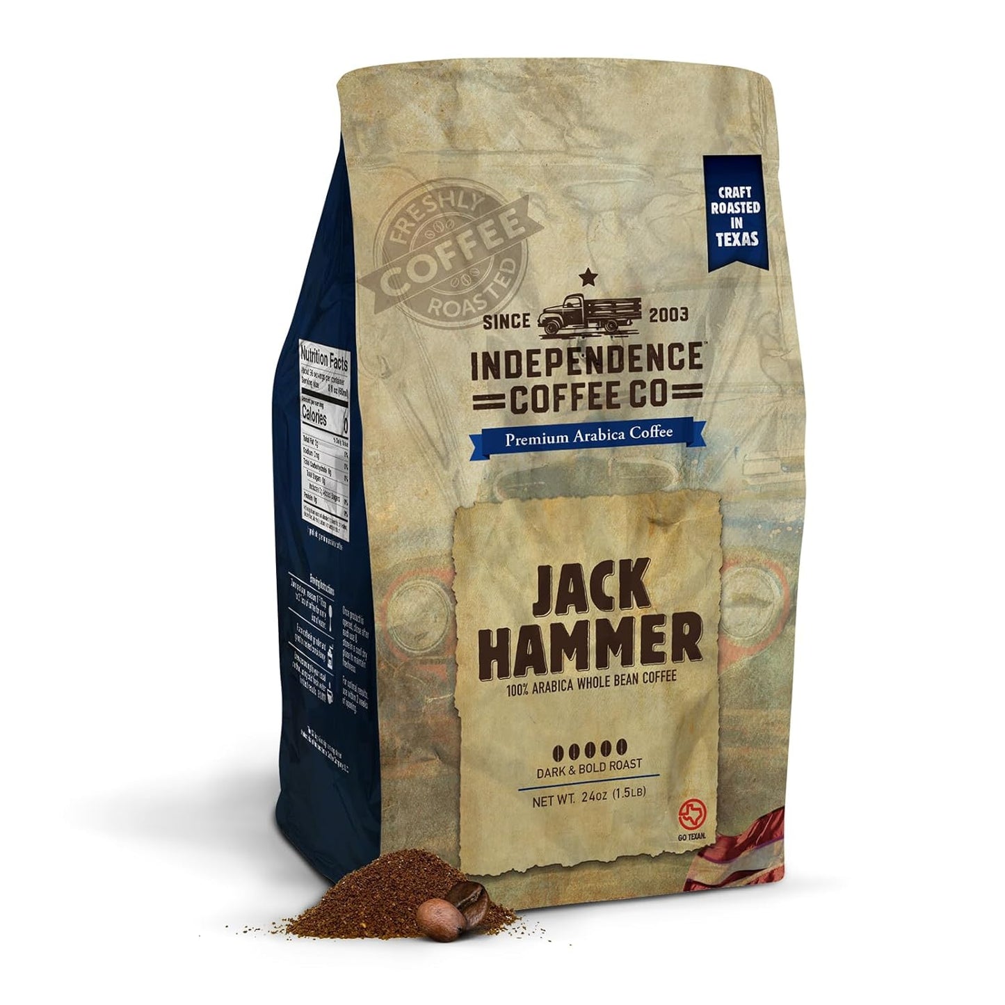 24oz JackHammer Dark Roast Whole Bean Coffee