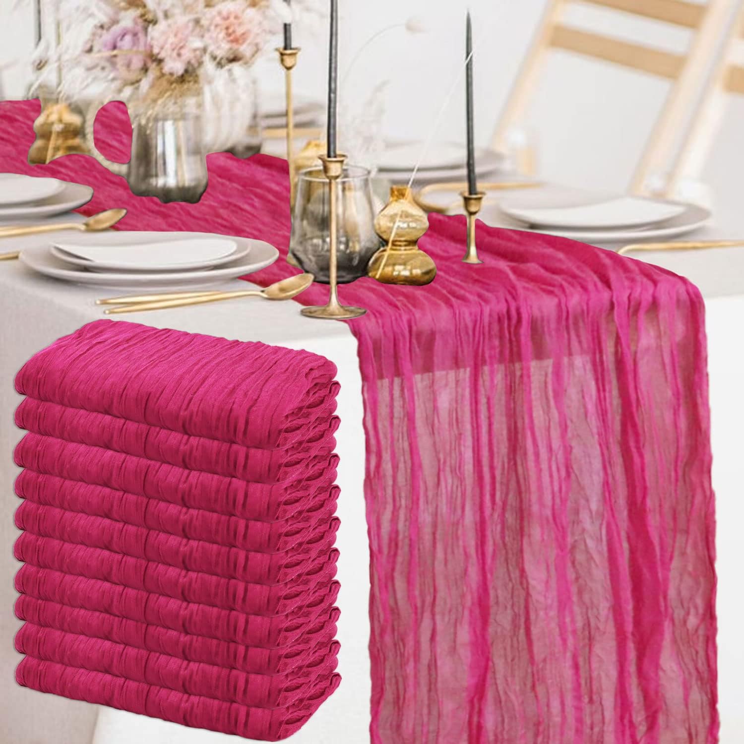 10 Pack Cheesecloth Table Runners for Elegant Wedding Decor