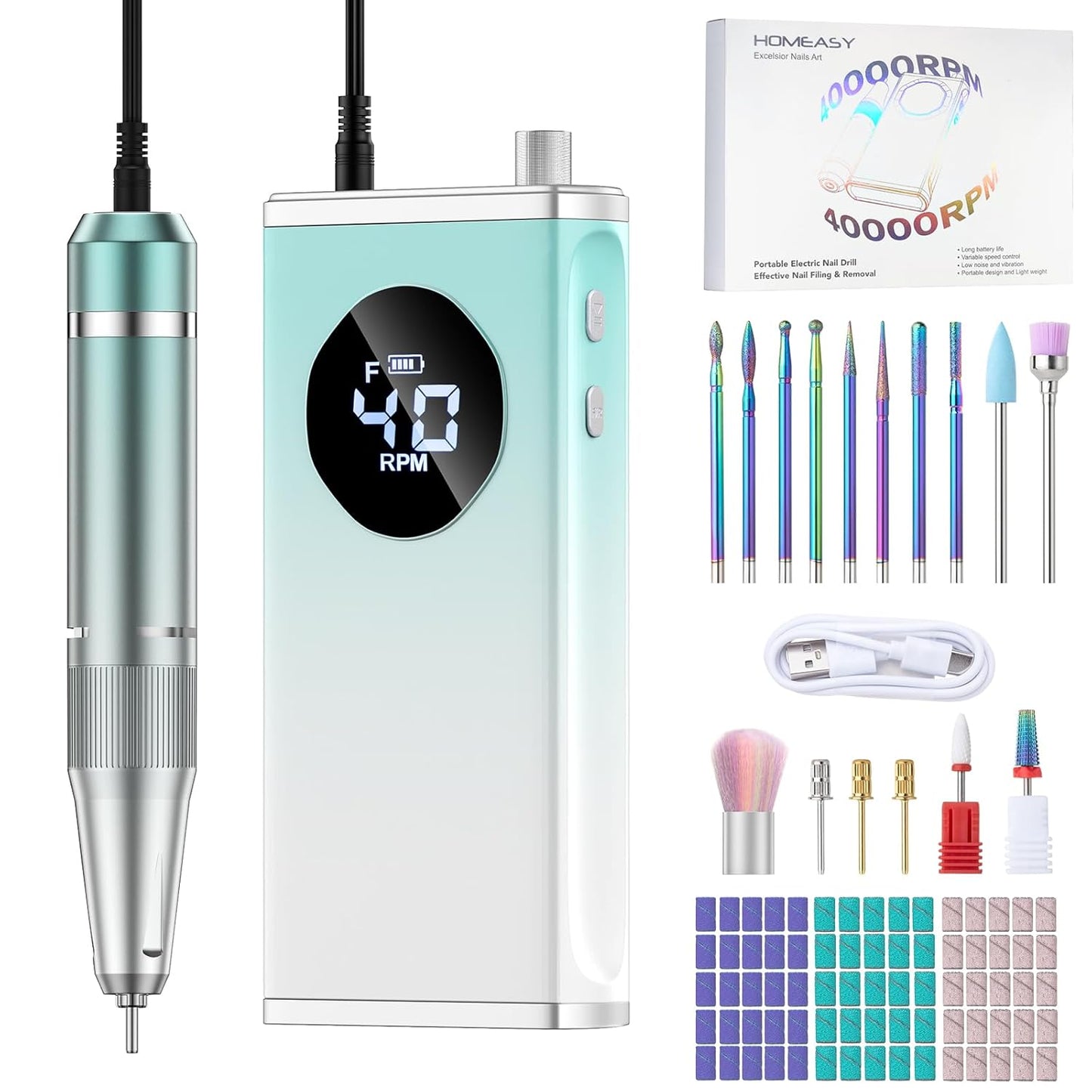 Electric Nail Drill 40000RPM Professional E-Filer for Home Use