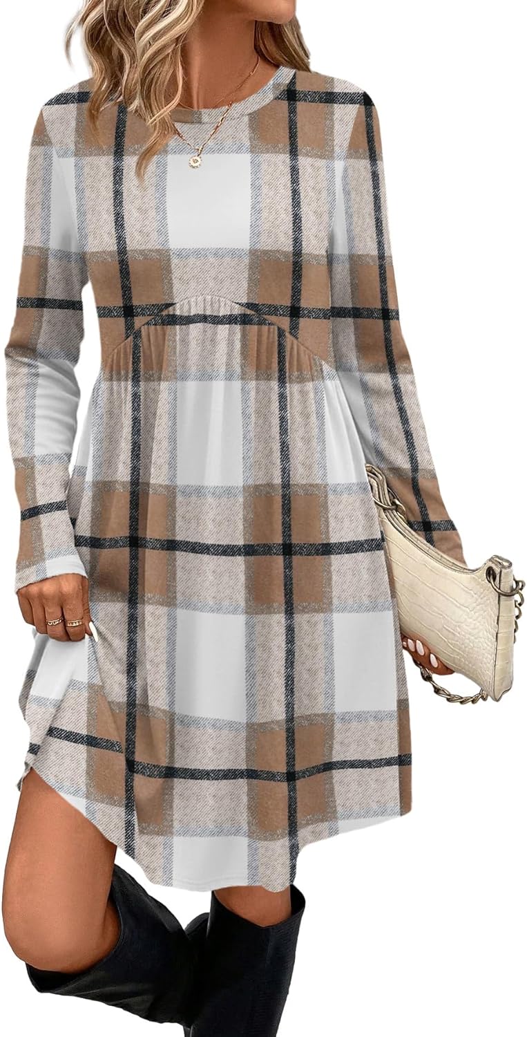 OFEEFAN Long Sleeve Dress for Women with Pockets and Comfort