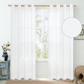 QUEMAS Linen Curtains Set - Farmhouse Style, Light Filtering, 84 Length